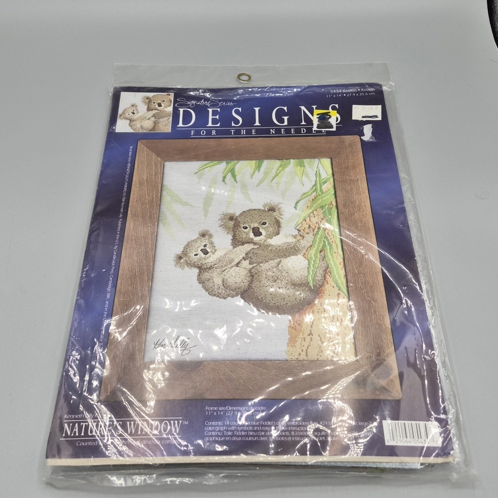 New Designs For The Needle Counted Cross Stitch‎ Kit "Koalas" #5434 11x14 NOS